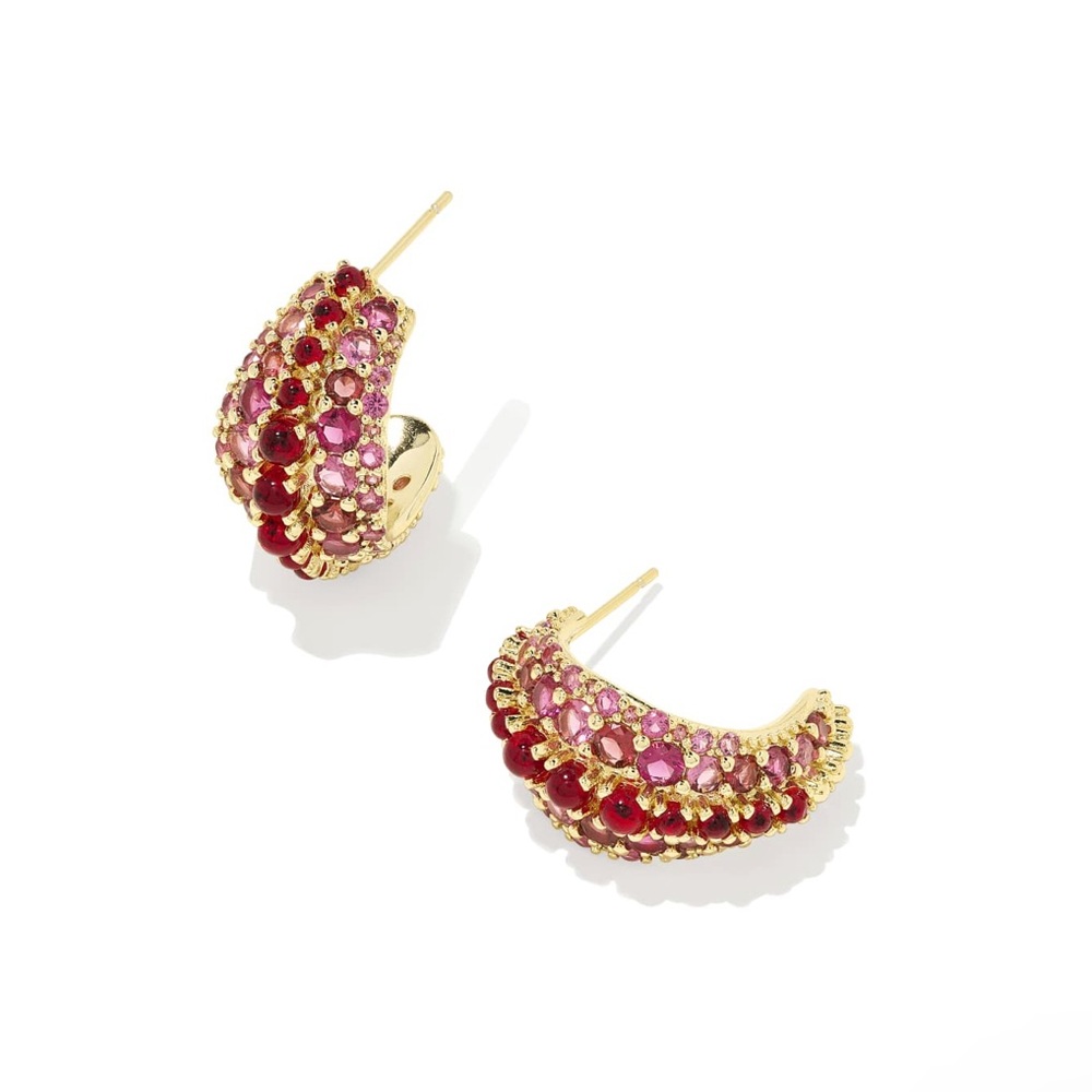 Kendra Scott Elegant Gold and Red Hoop Earrings - Picture 3 of 4